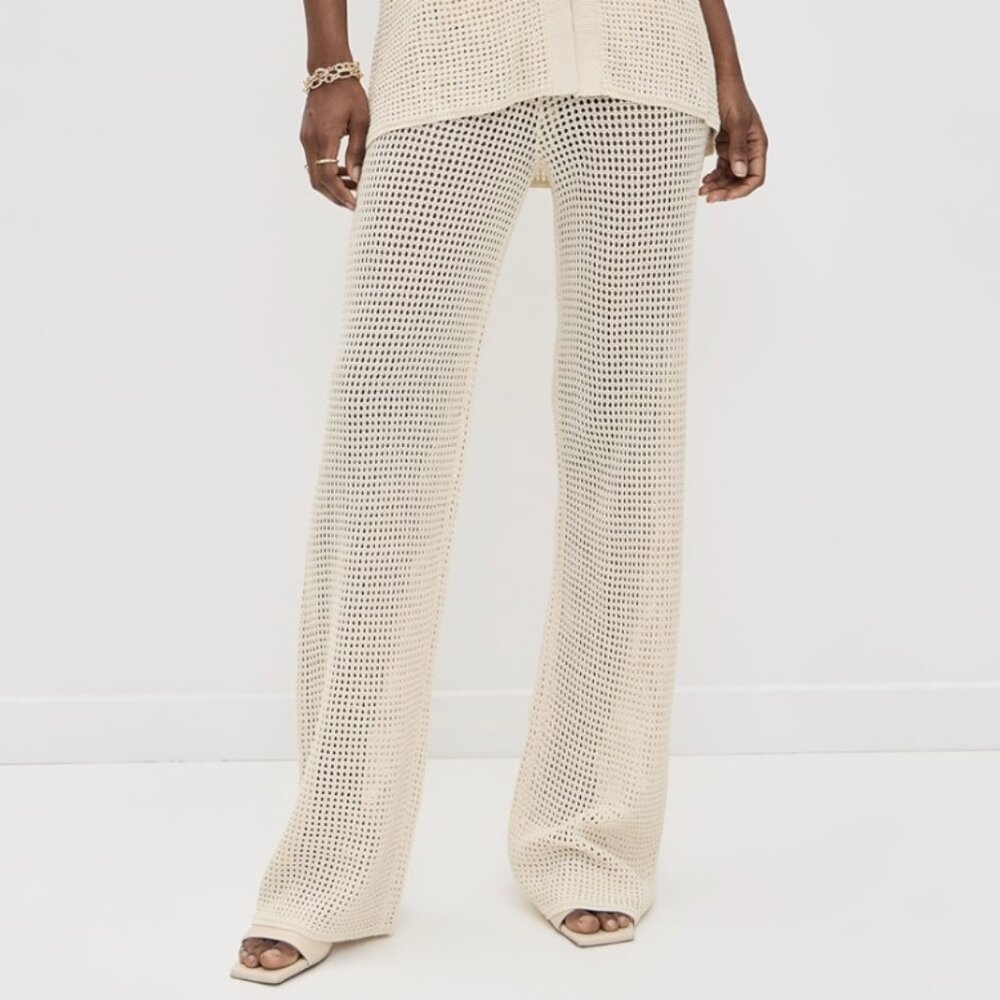 Good American Crochet Pants NWT Size XS Color Ecru